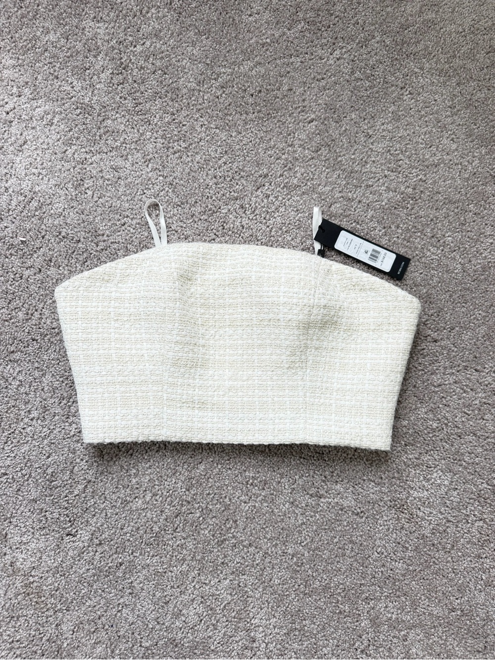 Aritzia Cream Strapless Textured Crop Top MSRP $168 sz 6 NWT